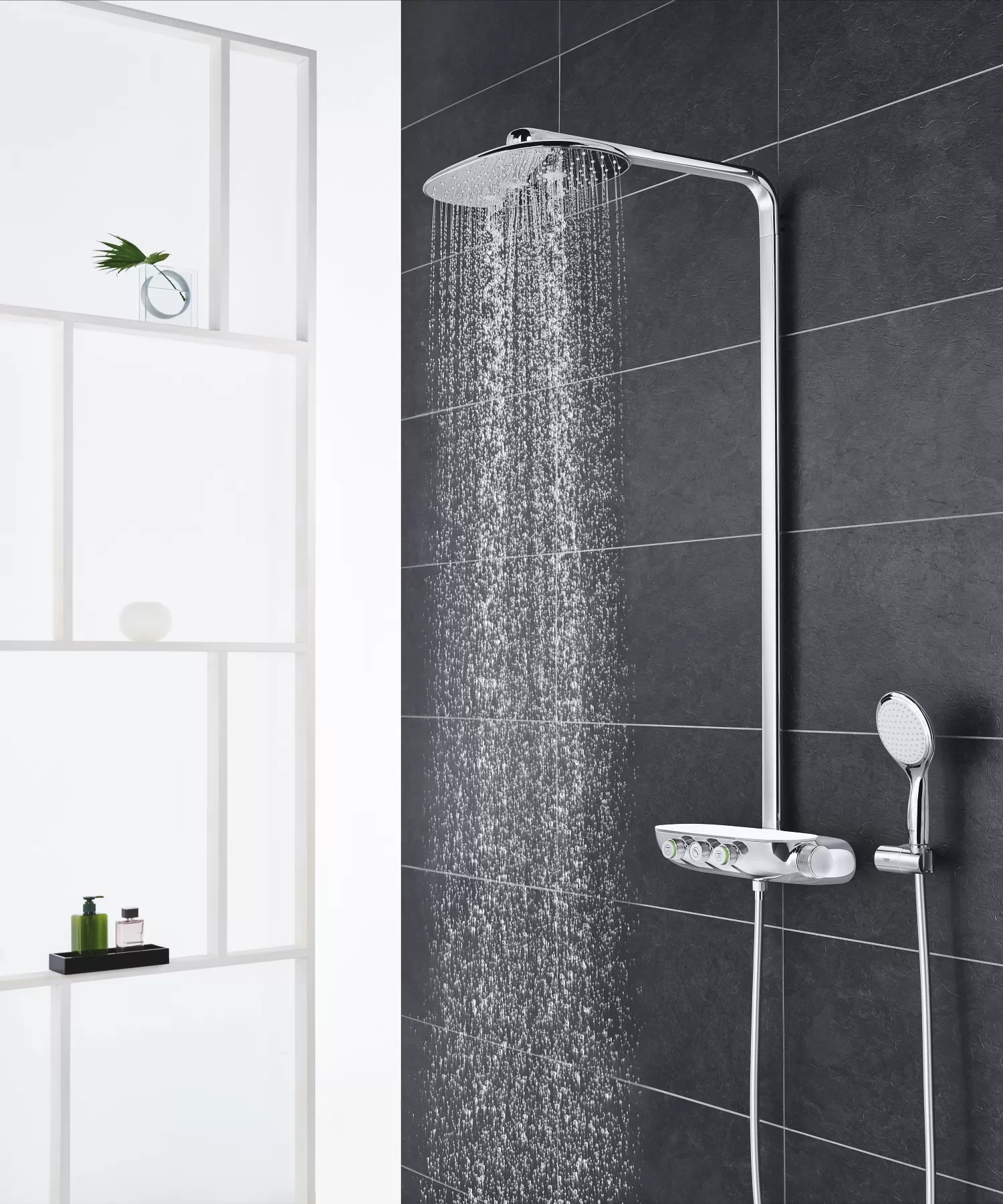 26250000 Rainshower SmartControl 360 DUO Душевая система с термостатическим смесителем для настенного монтажа, 3 режима верхнего душа, хром