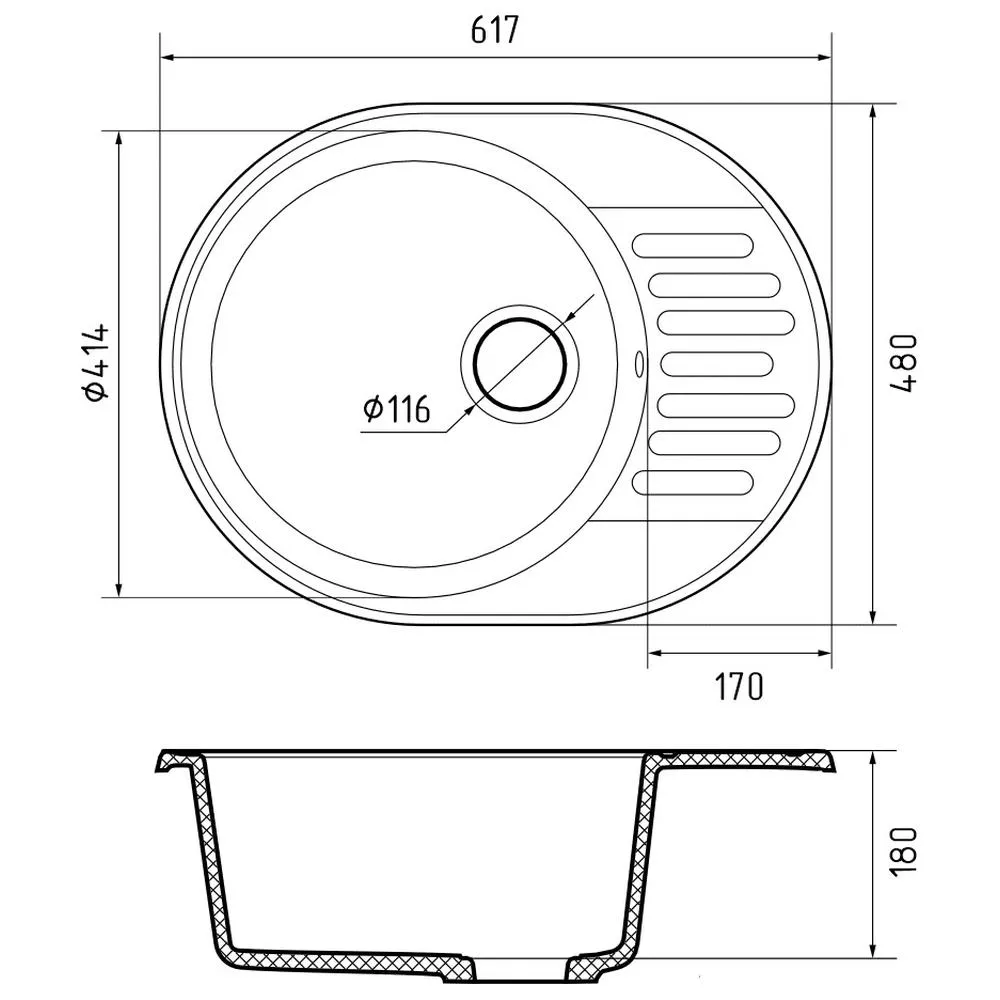 Кухонная мойка GranFest QUARZ 58, черный