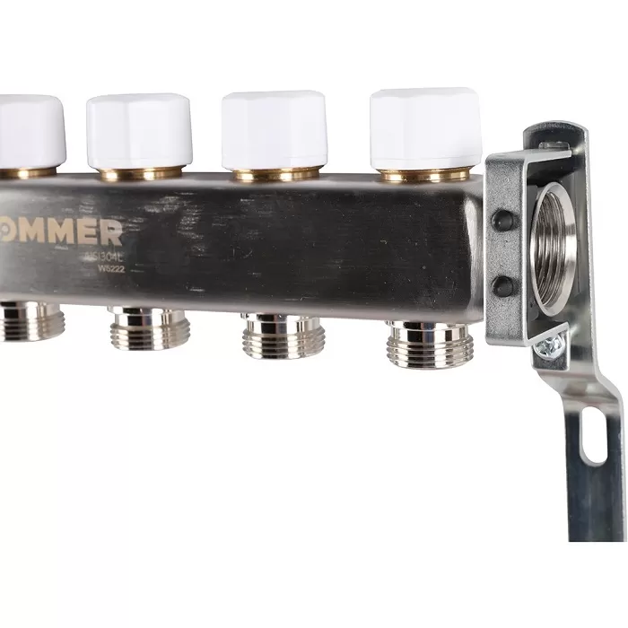Коллектор Rommer 1"x3/4" на 6 контуров с расходомерами (нерж. сталь) (RMS-1200-000006)