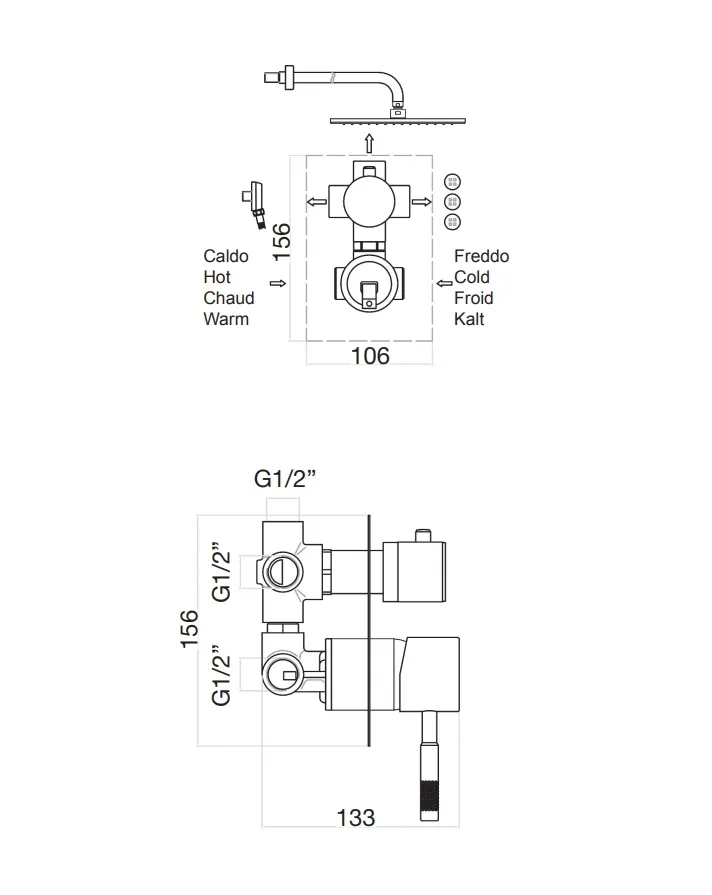 Смеситель для душа Fiore XENON 44CR7501, черный