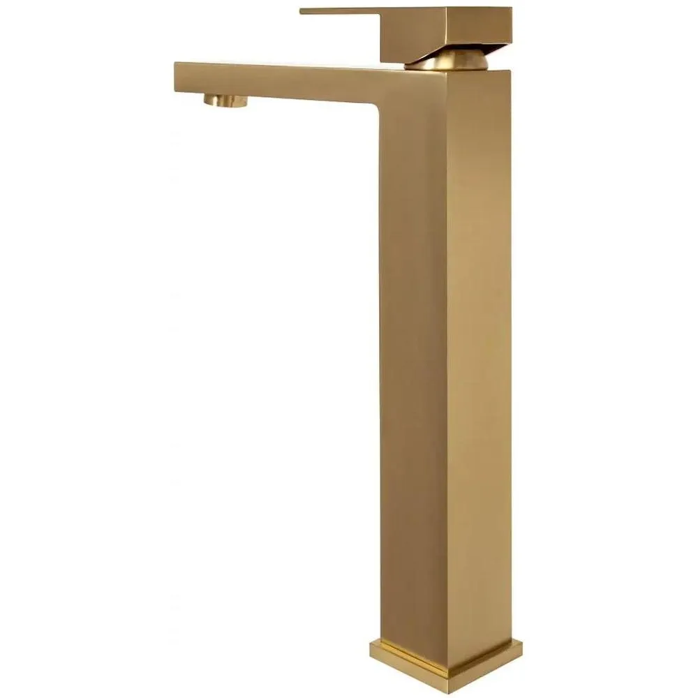 Смеситель для раковины высокий Hansberge H2070MG, матовое золото