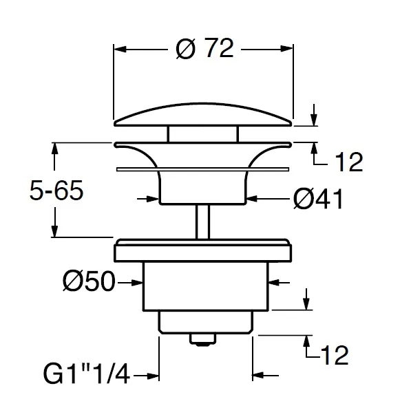 Донный клапан клик-клак GSI Spares для раковин/биде с переливом, черный матовый Ardesia (PCS26)