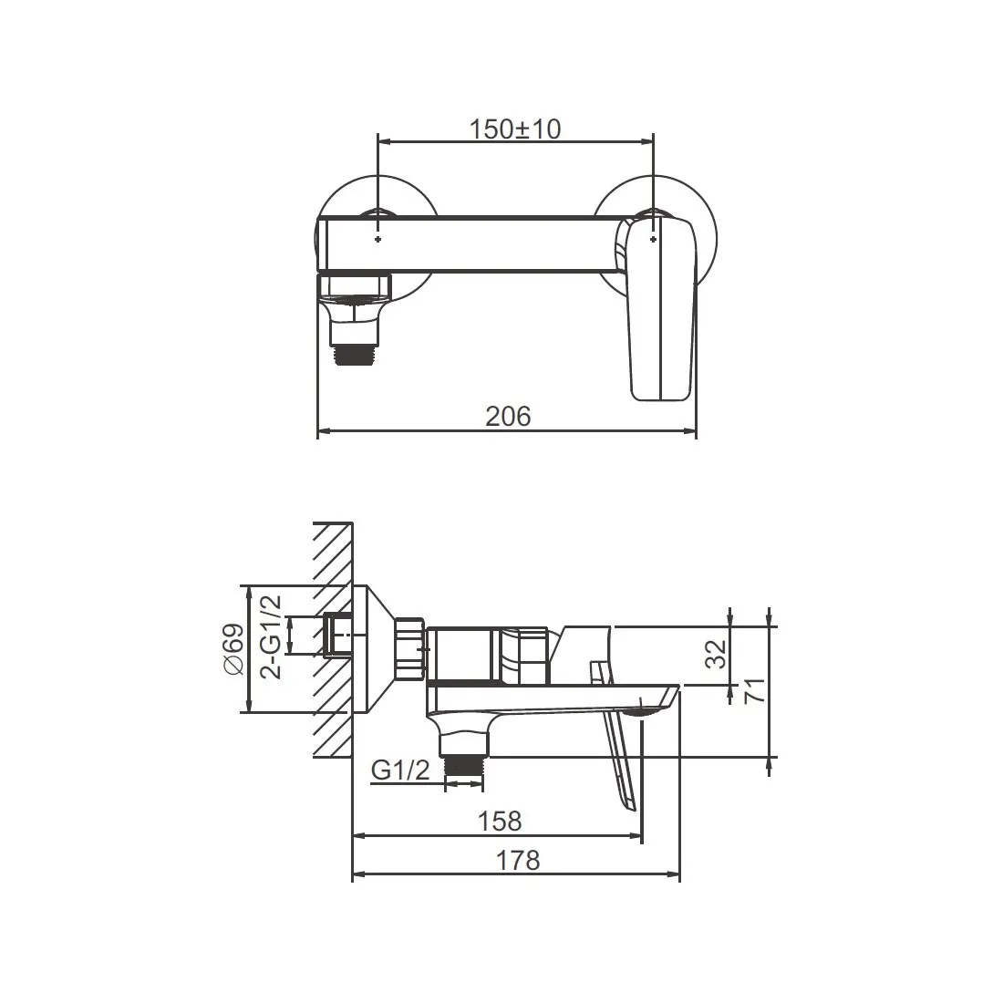 Cмеситель для ванны BELZ (B60715-3)