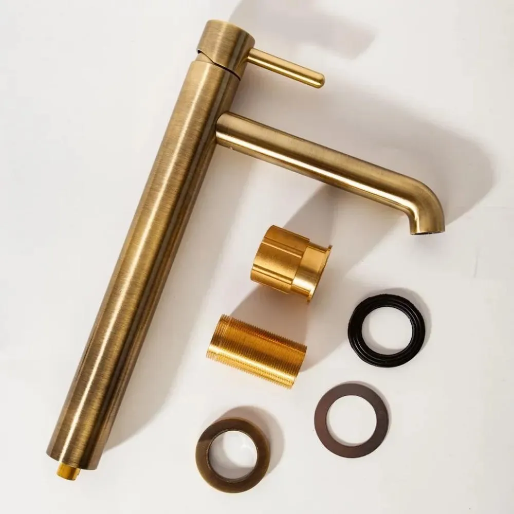 Смеситель для раковины высокий Hansberge H2031BR, бронза