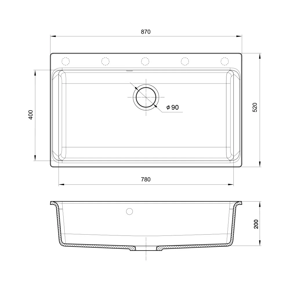 Кухонная мойка Rivelato AXEL Х-90, черный