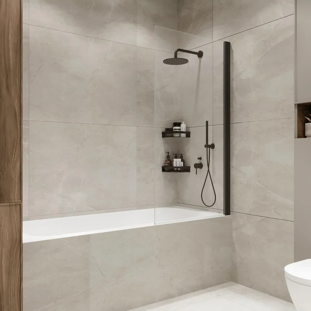 Шторка на ванну распашная Terminus Ното 150х70, черный