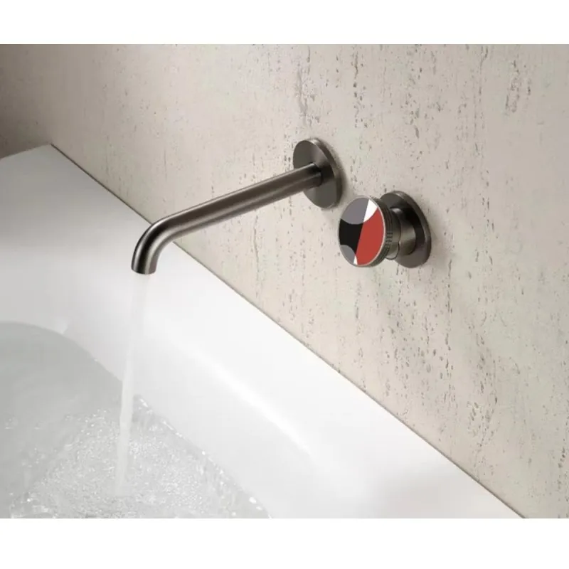 Смеситель для раковины встраиваемый Bronze de Luxe 9007GM-R, графит/красный