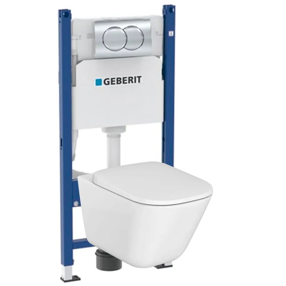 Комплект инсталляция и унитаз подвесной безободковый Geberit Delta The Gap, белый (458.149.21.R2)