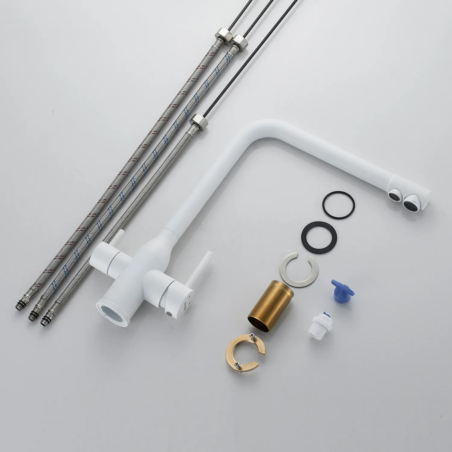 Смеситель для кухни с подключением фильтра Shevanik S248C, белый