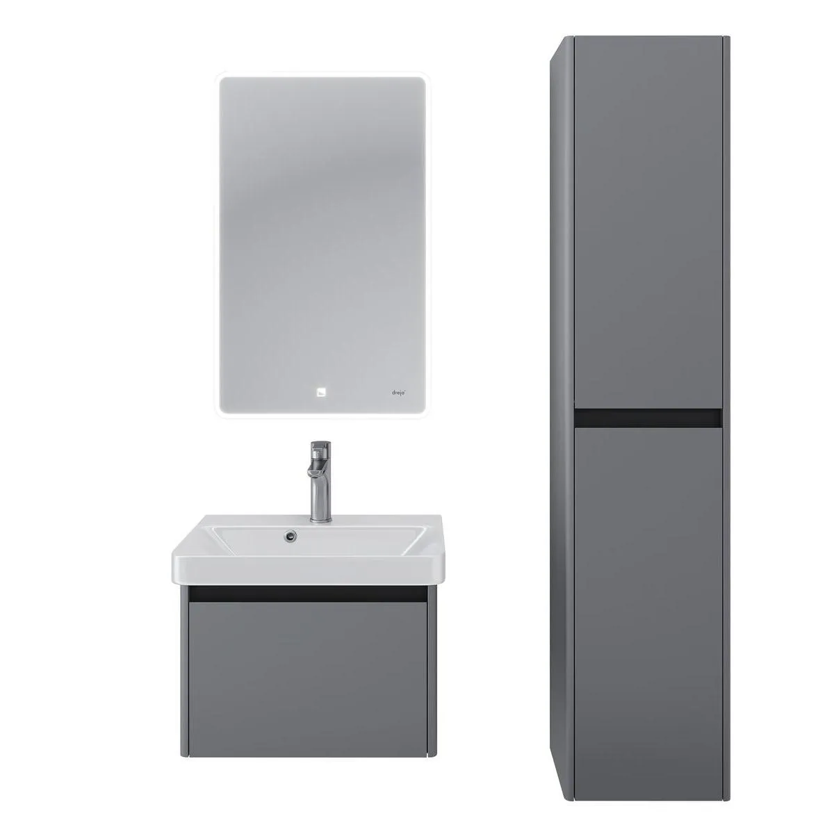 Тумба с раковиной подвесная Dreja Luxury 55 см, серый базальт