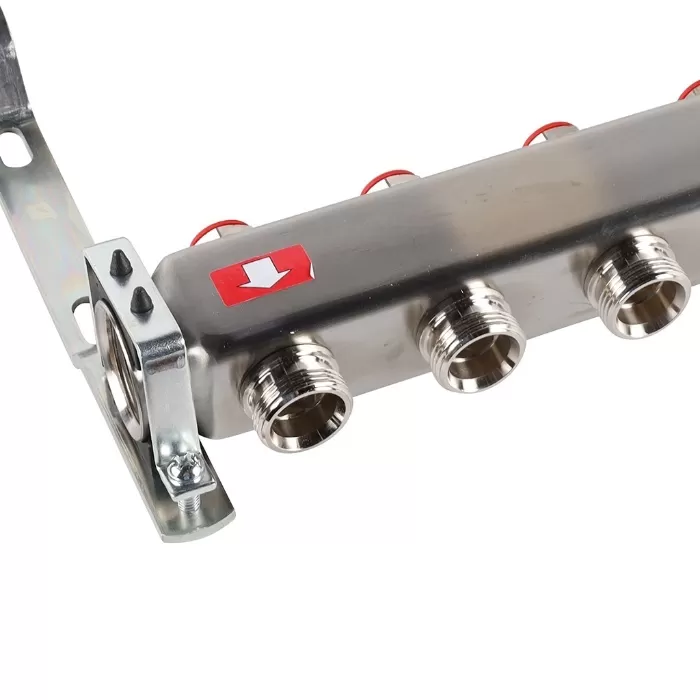 Коллектор Rommer 1"x3/4" на 8 контуров с запорными клапанами (нерж. сталь) (RMS-3200-000008)