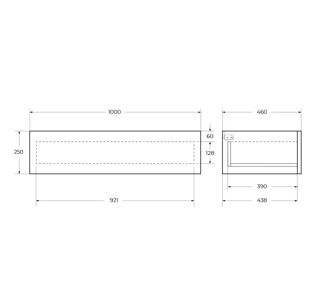 База с одним ящиком Cezares Cadro 1000х460х250, Nero (CADRO-100-1C-SO-NR-BLUM)