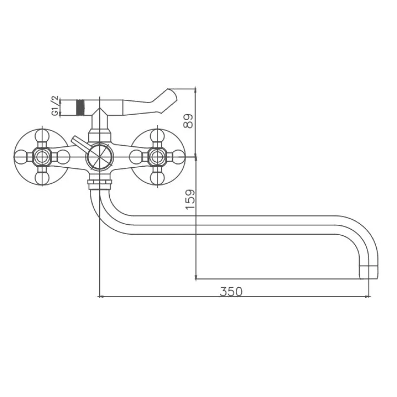 Смеситель для ванны Cron CN2619-2, хром