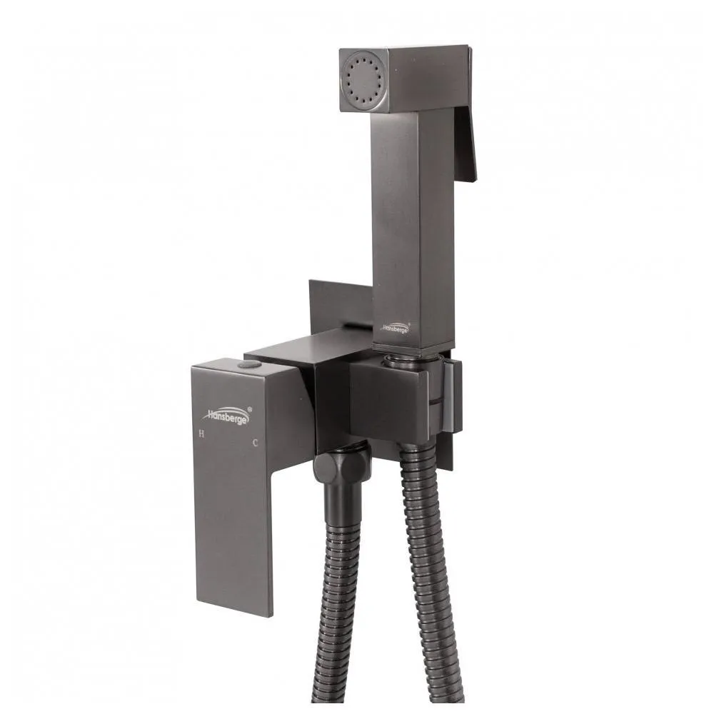 Гигиенический душ со смесителем встраиваемый Hansberge H3077BG, графит