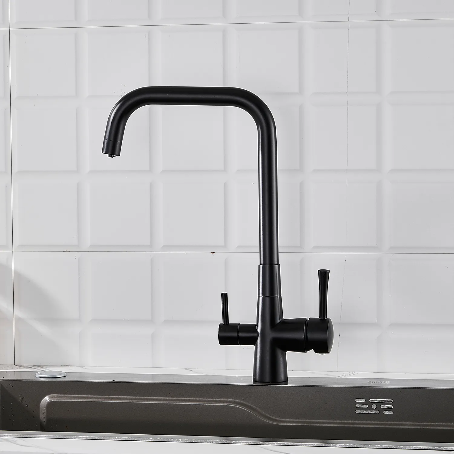 Смеситель для кухни с подключением фильтра Shevanik S528H, черный