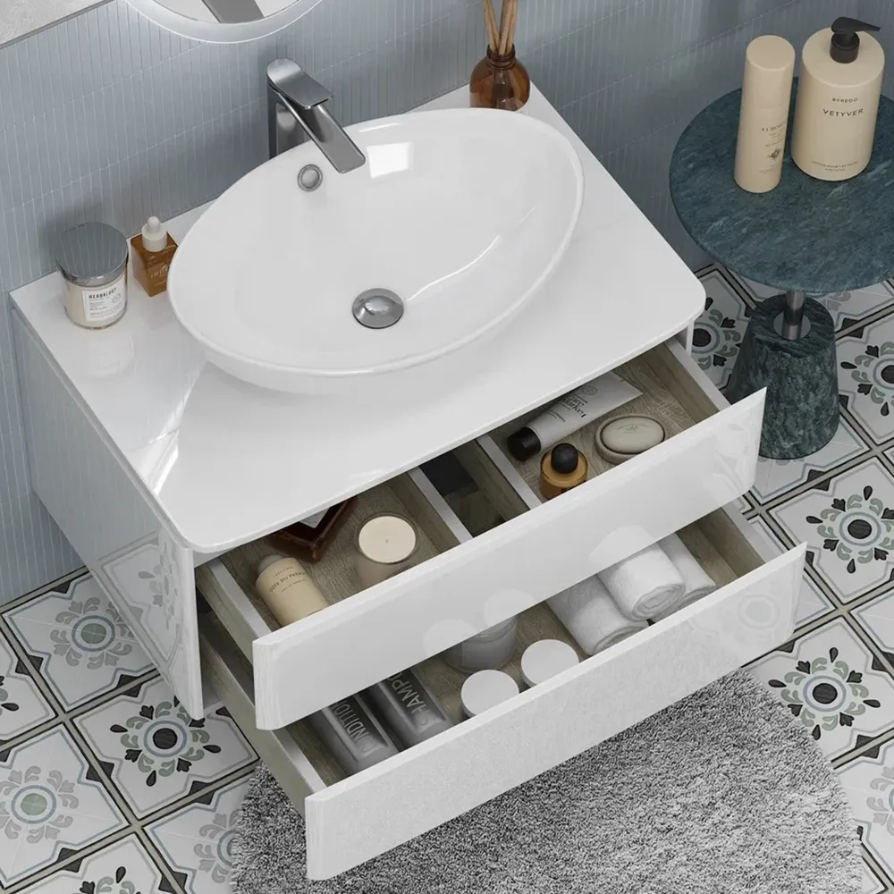 Тумба с раковиной подвесная Velvex Luna tp.LUN.80.2Y, 80 см