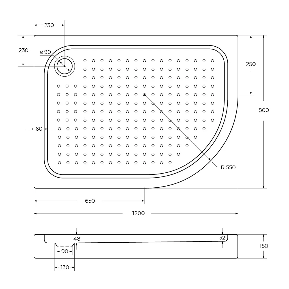 Акриловый поддон BelBagno 1200х800 мм, белый (TRAY-BB-RH-120/80-550-15-W-L)