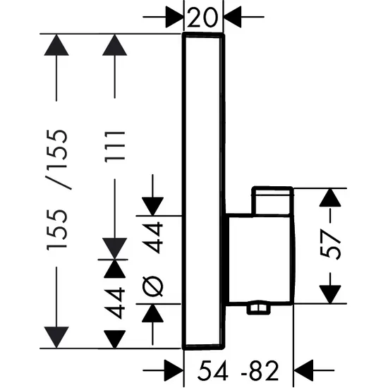 Термостат Hansgrohe Select Термостат ShowerSelect с запорным вентилем (внешняя часть) хром (15762000)