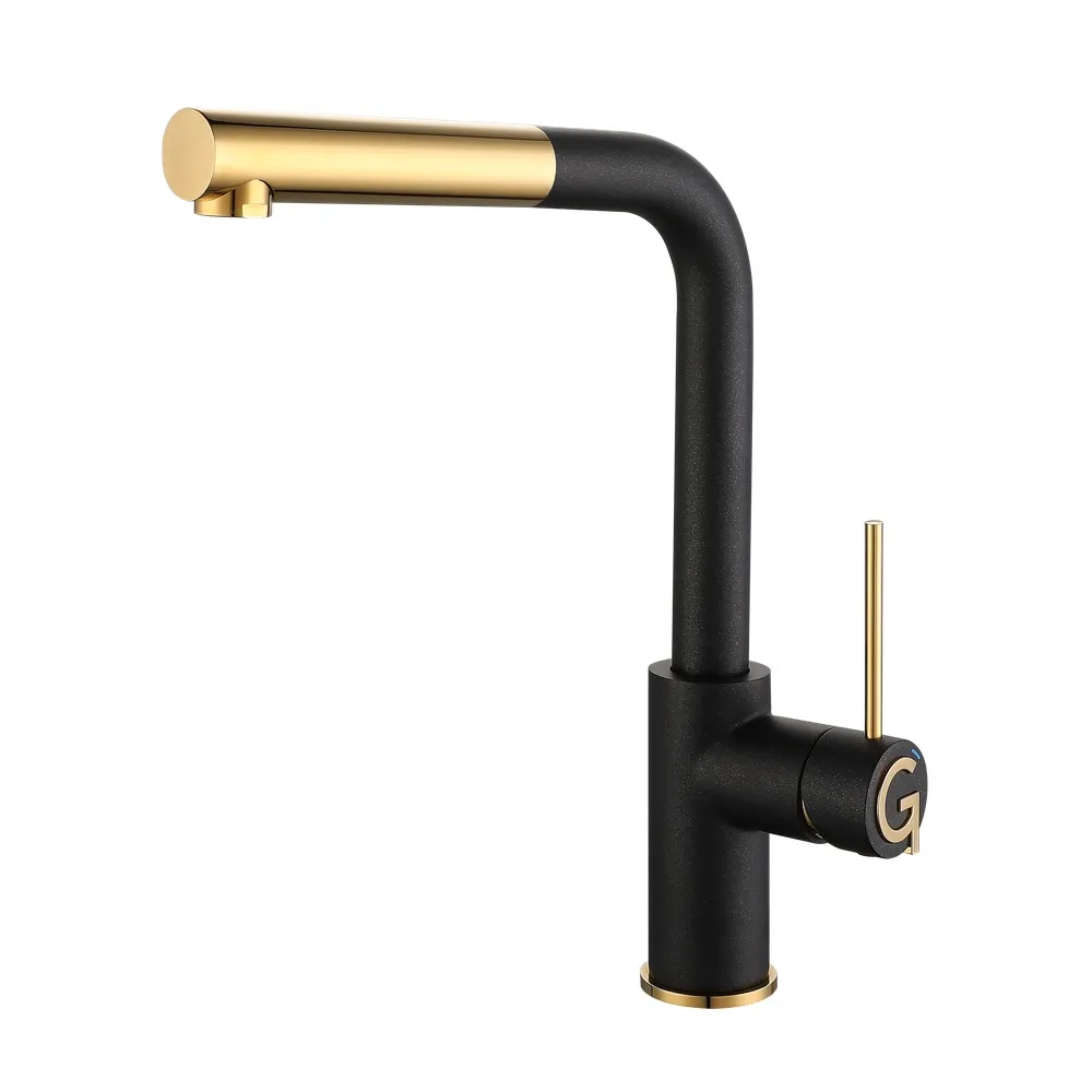 Смеситель для кухни с выдвижным изливом Rivelato Albano 1573503, антрацит/золото