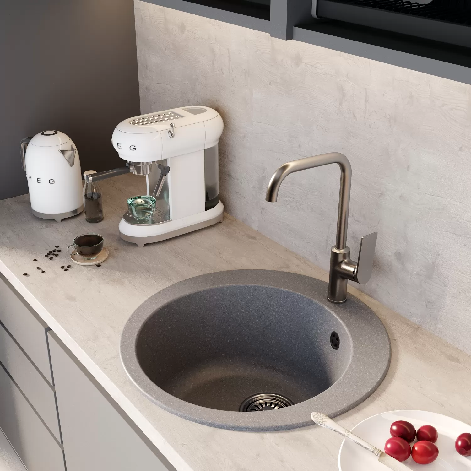 Мойкa MIXLINE ML-GM13 круглая  графит (342) 495мм (глуб. чаши 200) NEW (551896)