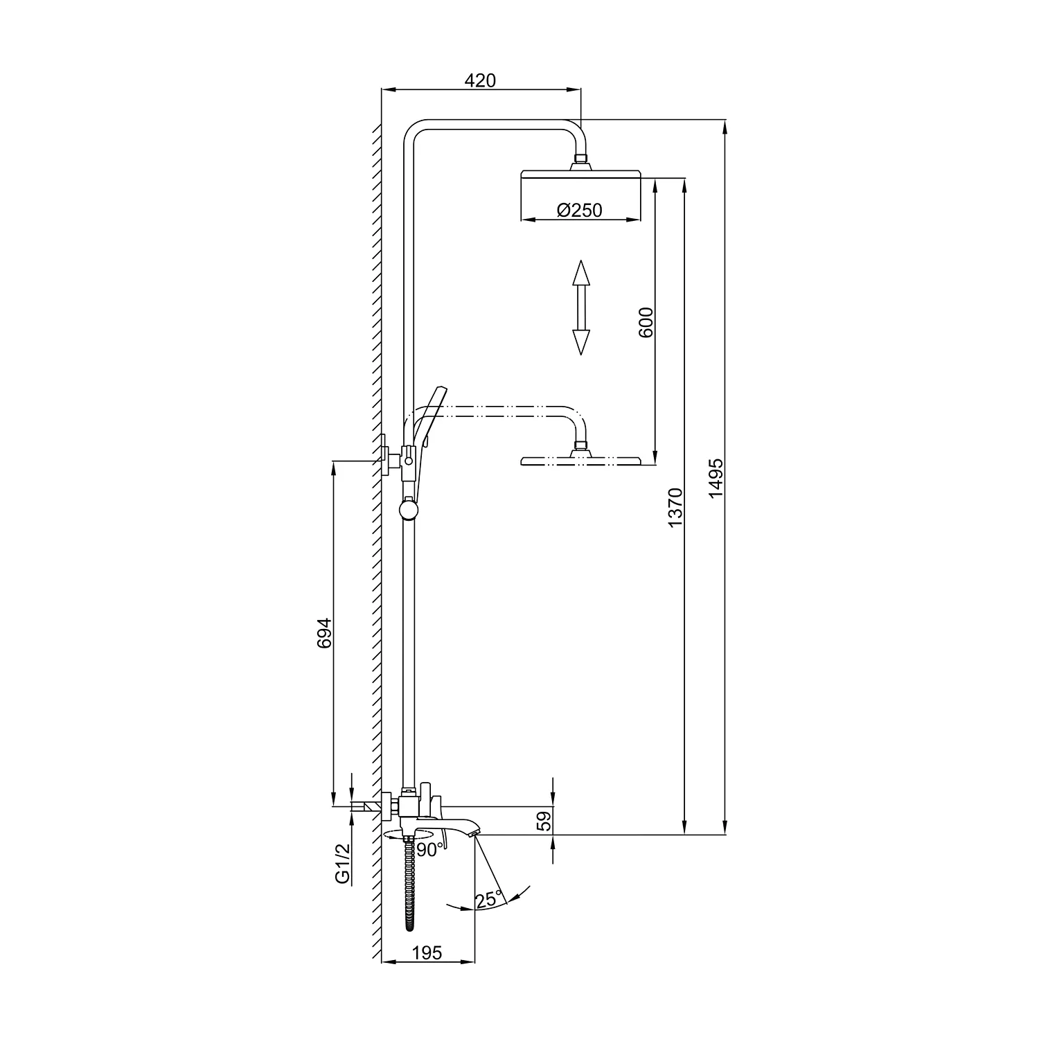 Душевая система FRAP F2475, хром