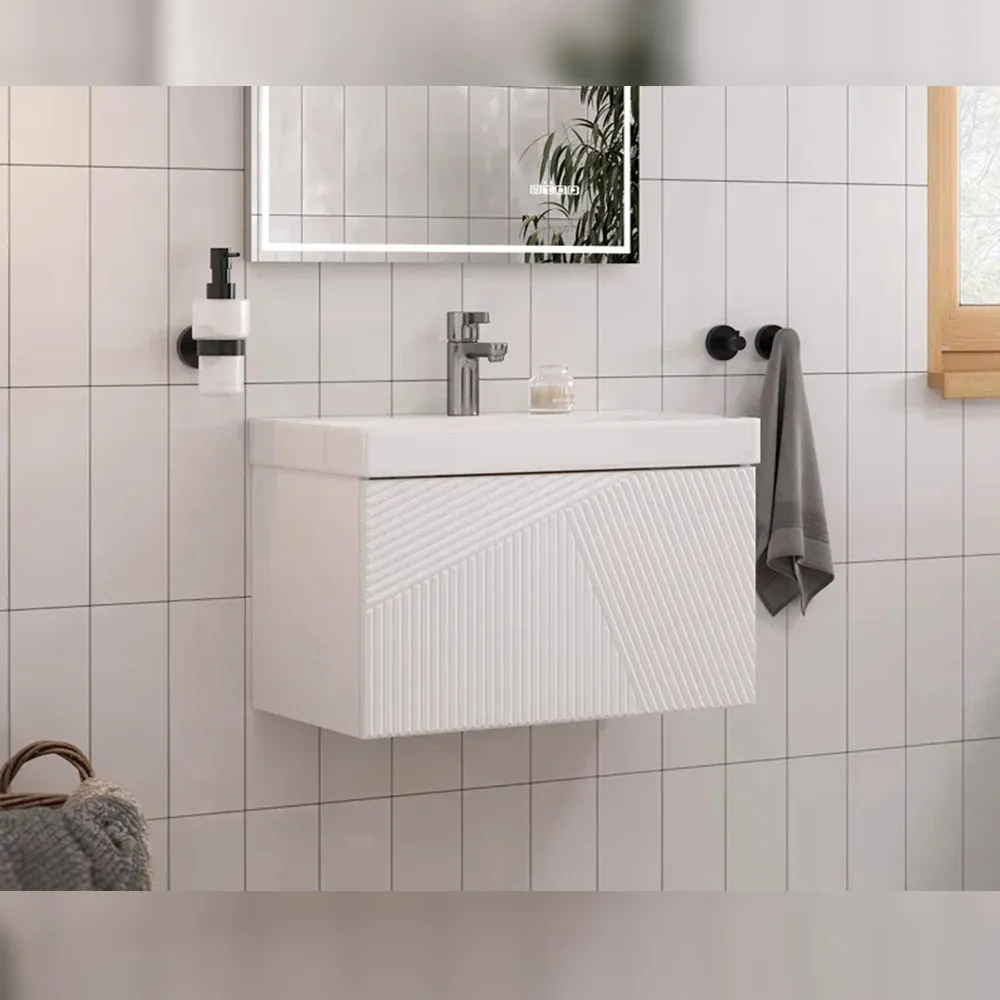 Тумба с раковиной подвесная Velvex Edge tp.EDG.9696.60.1Y белый глянец, 60 см