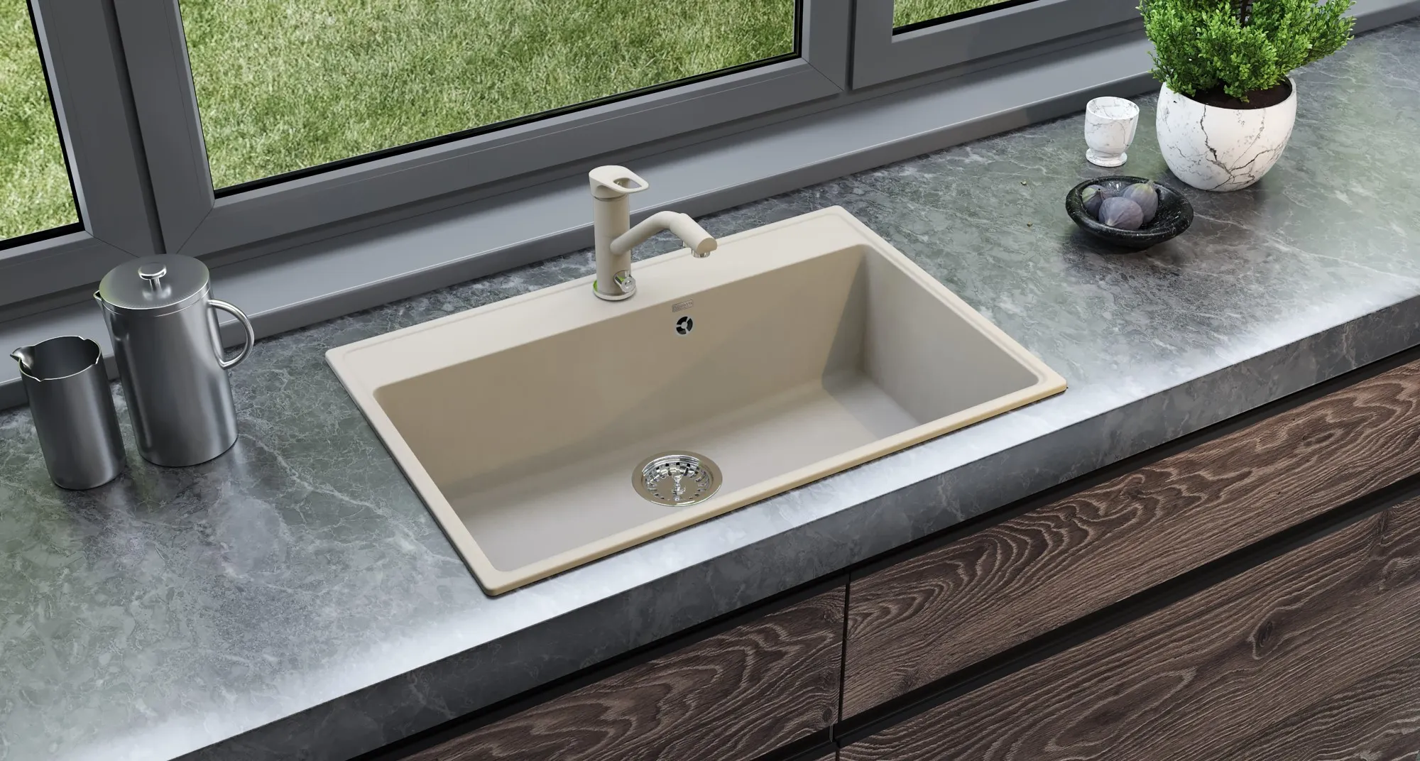 Кухонная мойка Ulgran Quartz Forte 760-02, лен