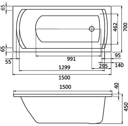 Ванна акриловая Santek Монако 150x70 белая 1.WH11.1.976