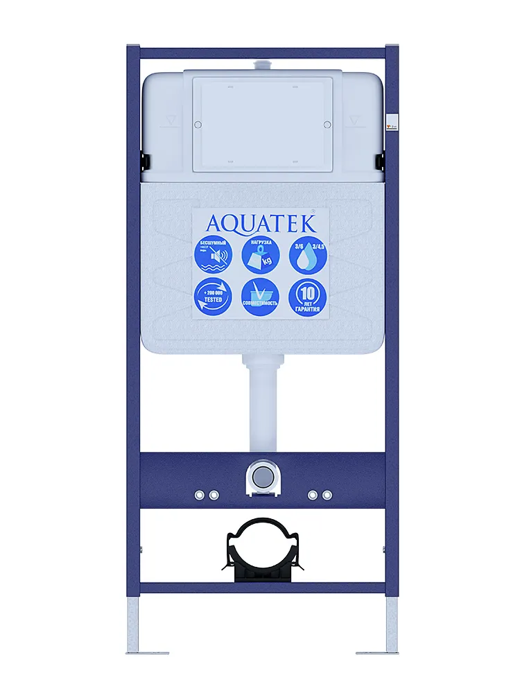 Set AQUATEK КЛАССИК (рама AQUATEK Standard INS-0000012 с звукоиз.прокладкой+крепеж KKI-0000002+кнопкаKDI-0000015+унитаз КЛАССИК AQ1111-00 с крышкой
