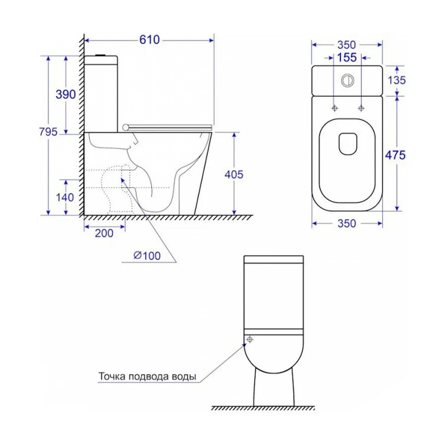 Унитаз напольный WesnaArt EKO 101-EKO05, белый