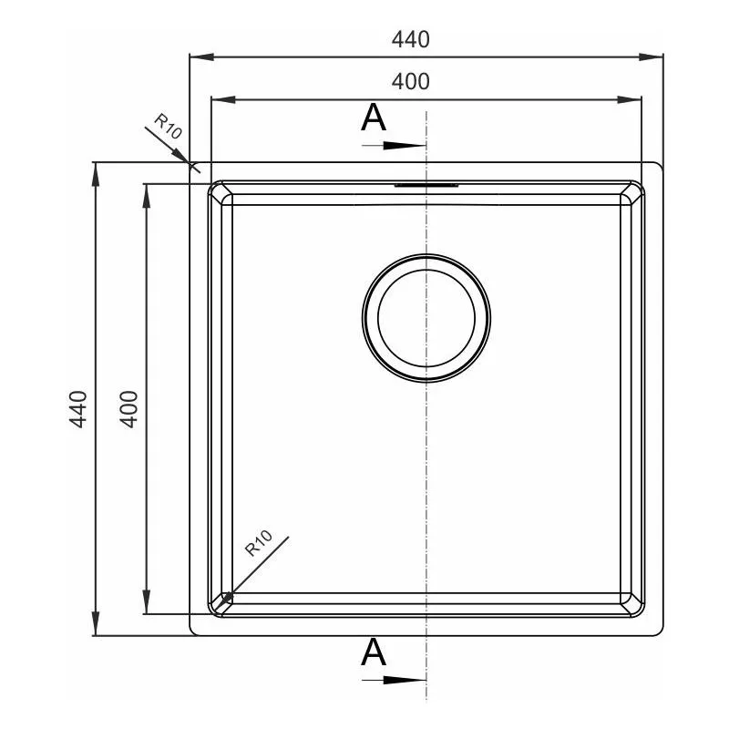 Кухонная мойка Florentina ОПТИМА-HM OHM.400.400.B.10.S.10, нержавеющая сталь