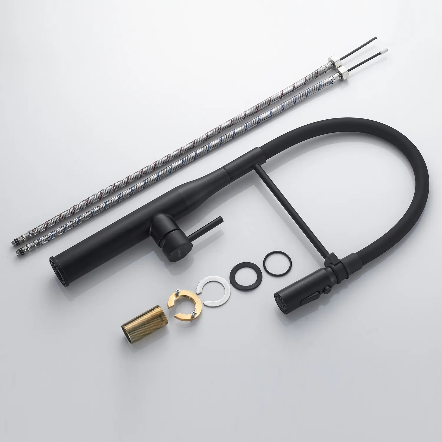 Смеситель для кухни с гибким изливом и режимом "душ" Shevanik S123H-3, черный