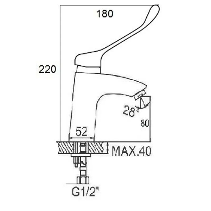 Смеситель для раковины с хирургической ручкой D-Lin D110427-6, хром