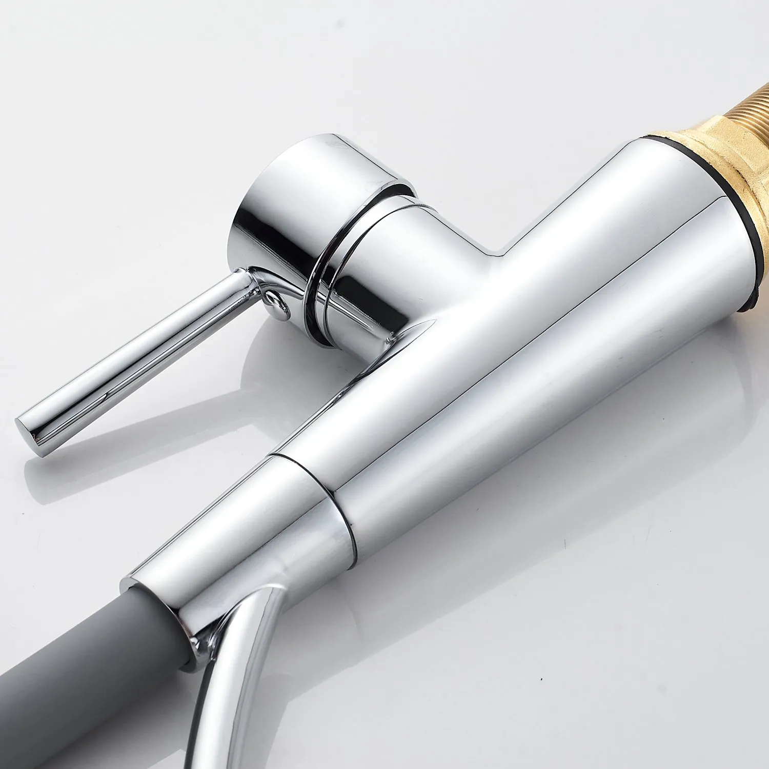 Смеситель для кухни с гибким изливом Shevanik S743-9, хром/серый