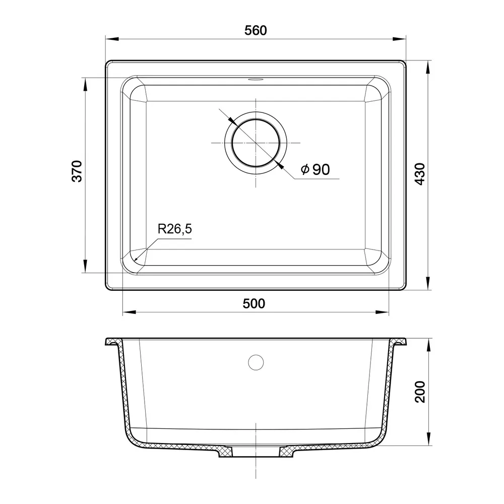 Кухонная мойка Rivelato BERKANA BK-50, антрацит