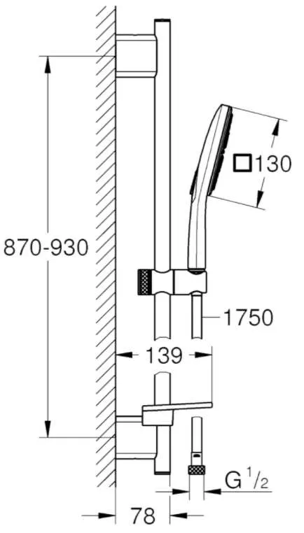 Душевой гарнитур вида струи Grohe Rainshower SmartActive 130 3, хром (26587000)