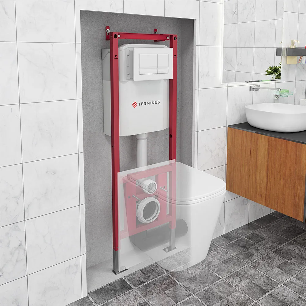 Система инсталляции для подвесного унитаза  4 в 1 Terminus, с клавишей