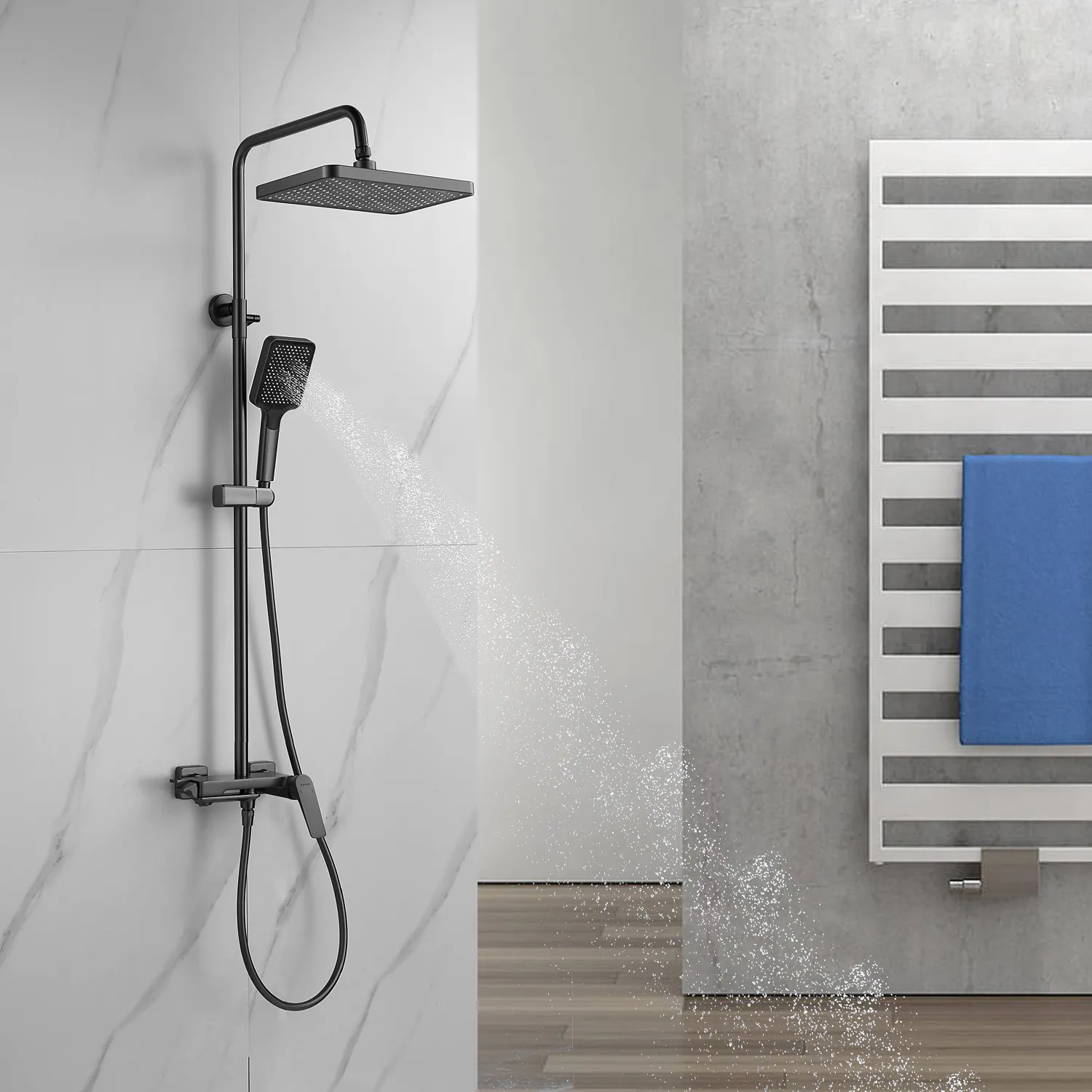 Душевая система Shevanik S4226T, оружейная сталь