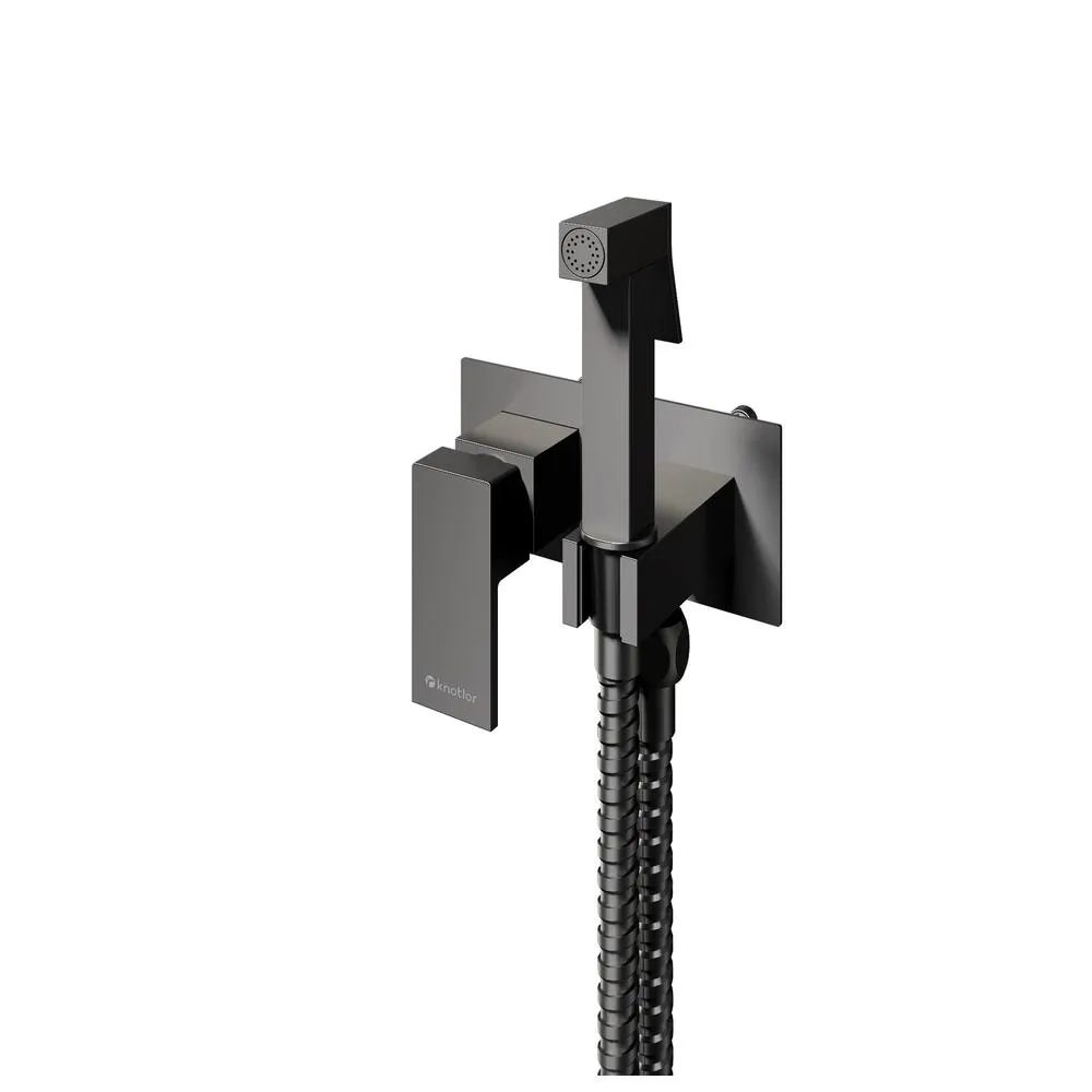 Гигиенический душ со смесителем встраиваемый Knotlor FHS02S1GM, вороненая сталь