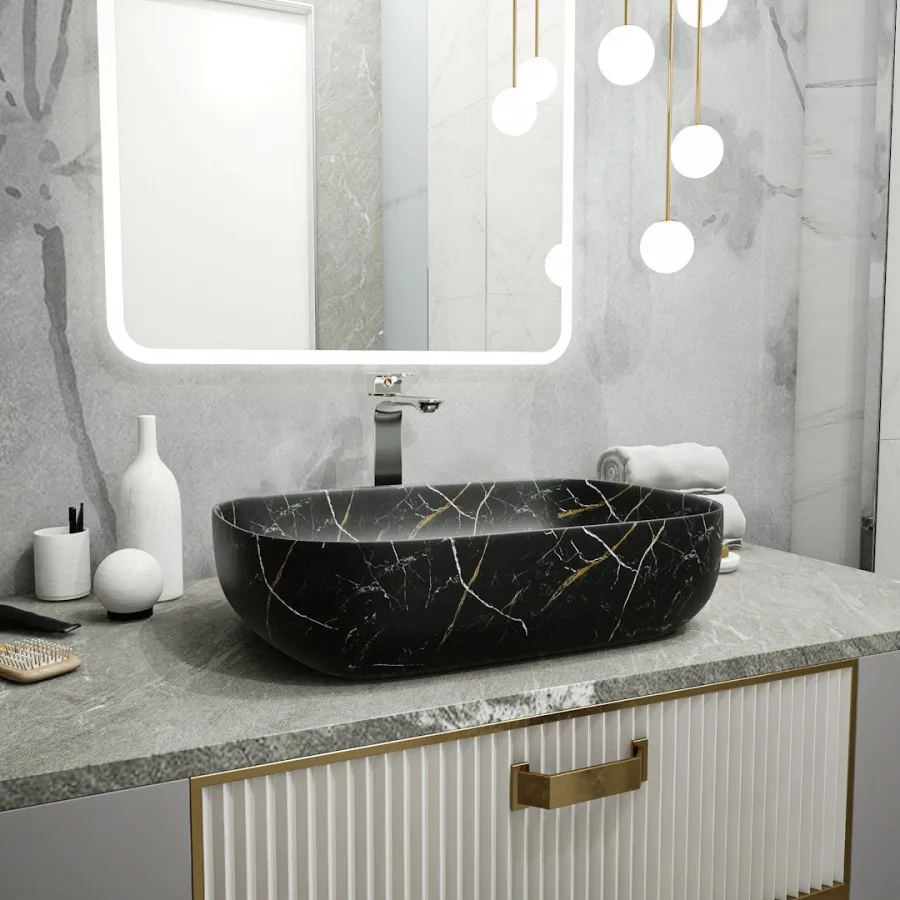 Раковина чаша Maretti FL13NS66-560MR, черный мрамор