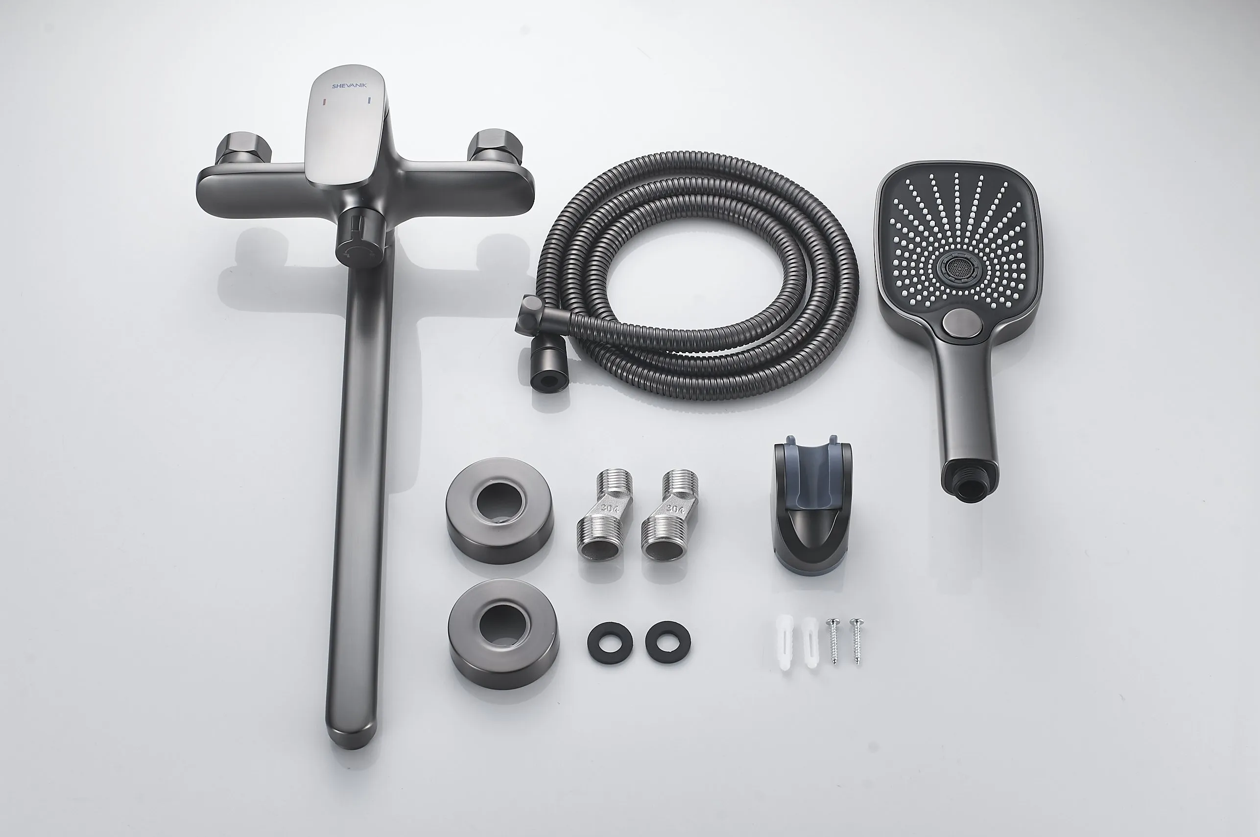 Смеситель для ванны Shevanik S8522T, оружейная сталь