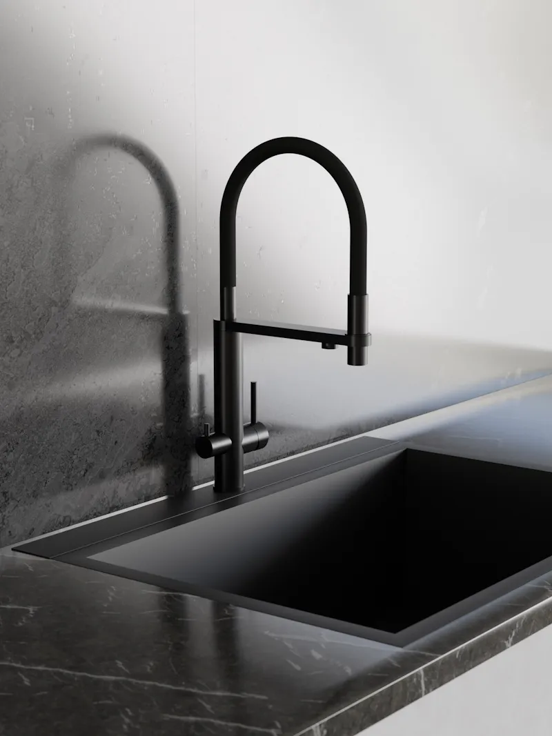 Смеситель для кухни с подключением фильтра Knotlor SS-15/BL, черный