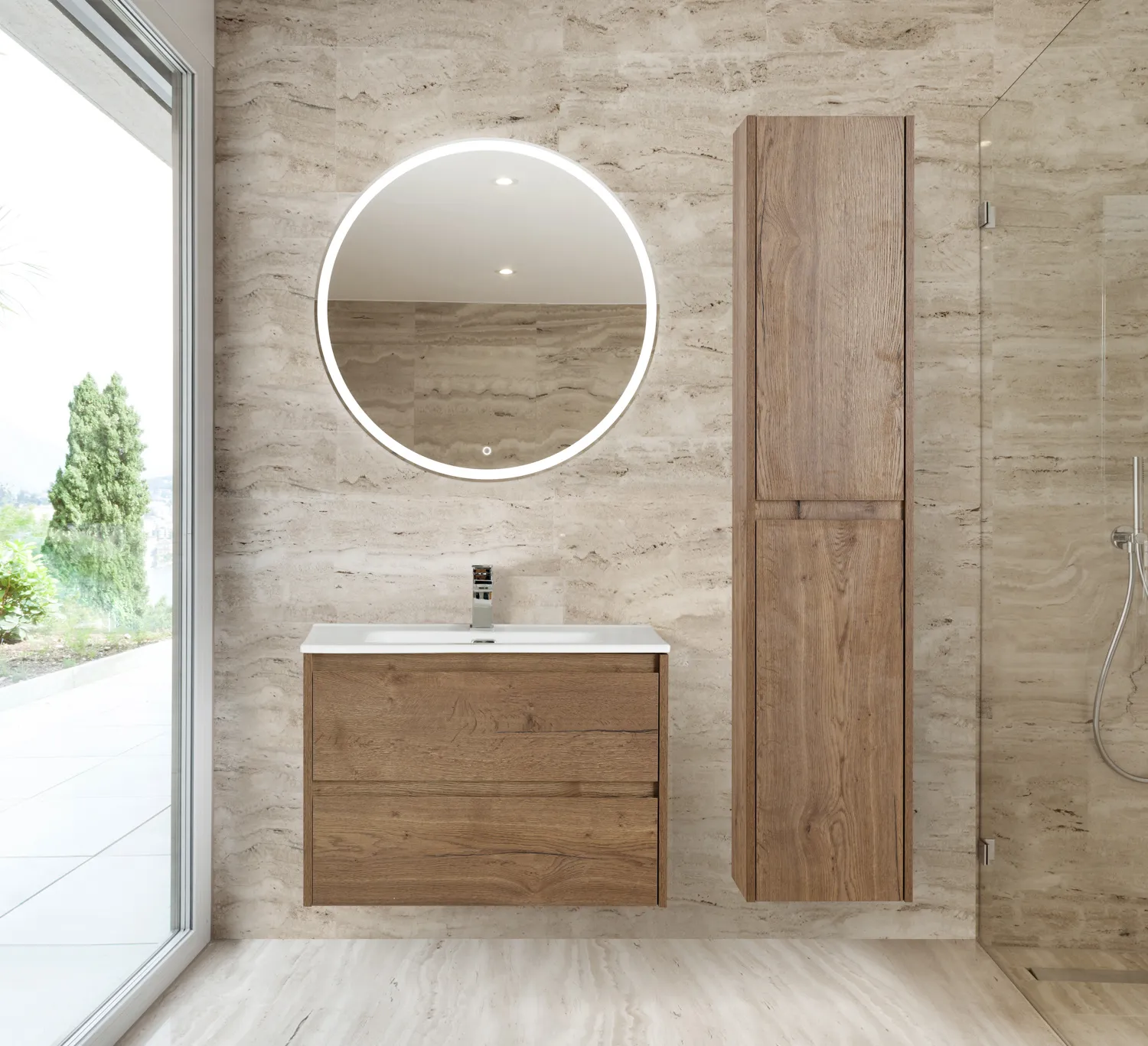 Шкаф подвесной BelBagno Kraft 330х1600х300 мм, Rovere Tabacco (KRAFT-1600-2A-SC-RT-R)