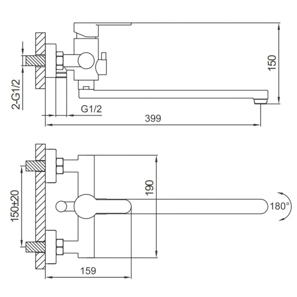 Смеситель для ванны FRAP F22801-26, черный