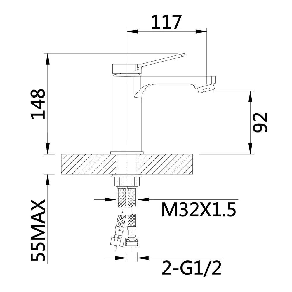 Смеситель для раковины D-Lin 364-A D110364-A, черный