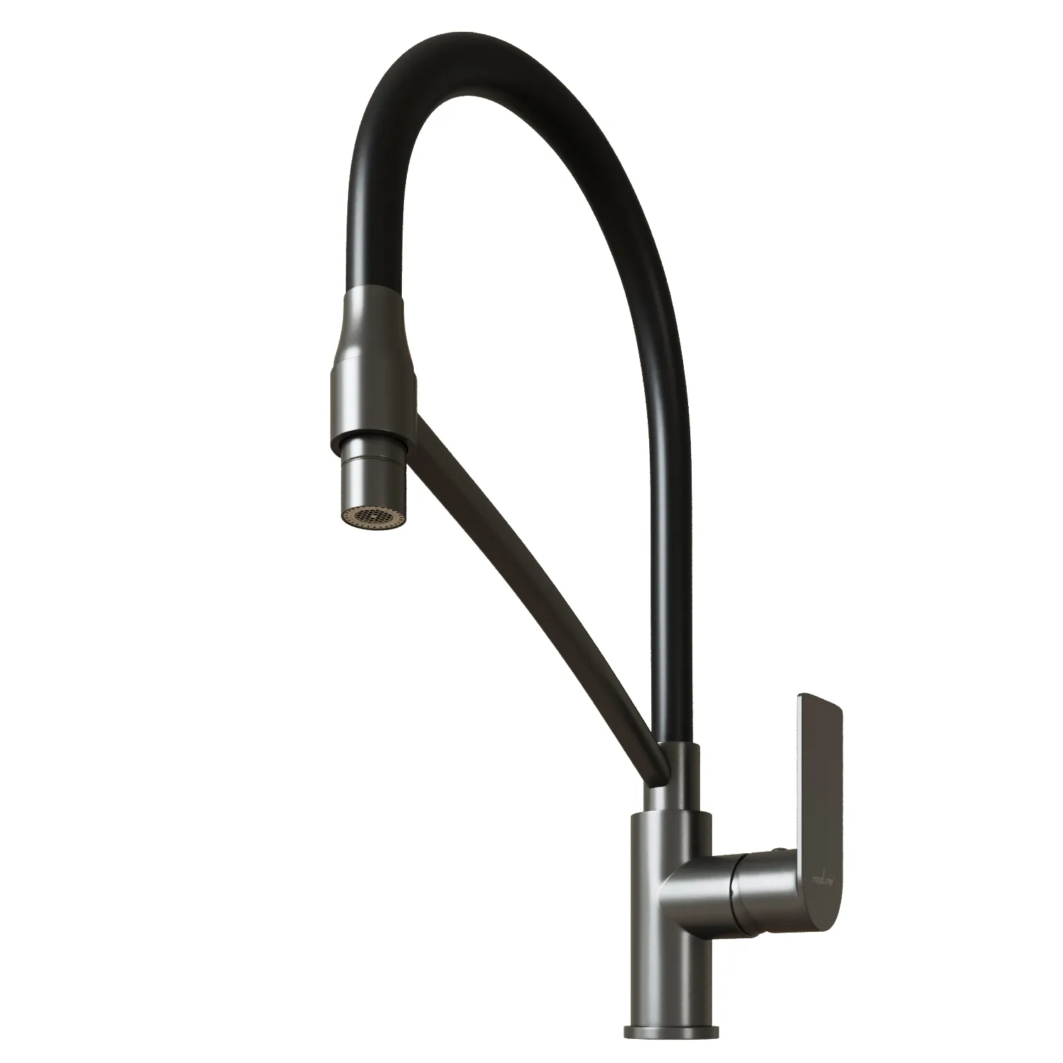 Смеситель для кухни 35k MIXLINE МЛ33-108Г(ML33-108GR)"Сити " гибкий излив с фикс.бок.ручка  ГРАФИТ (556596)
