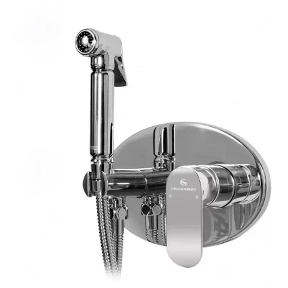 Гигиенический душ со смесителем встраиваемый Grocenberg GB003CR, хром