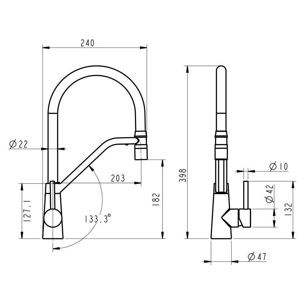 Смеситель для кухни с гибким изливом Fmark FS0352Q, графит