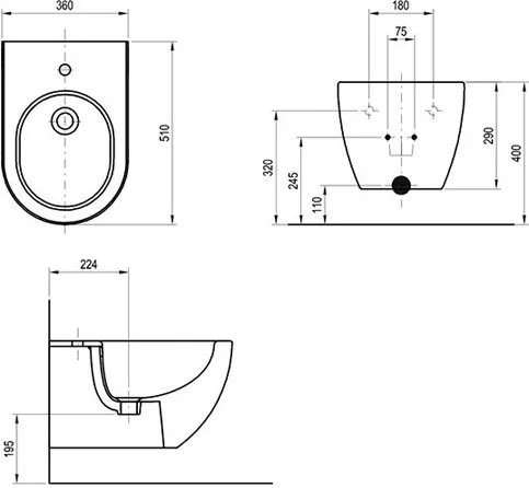 Биде подвесное Ravak Uni Chrome (X01517)