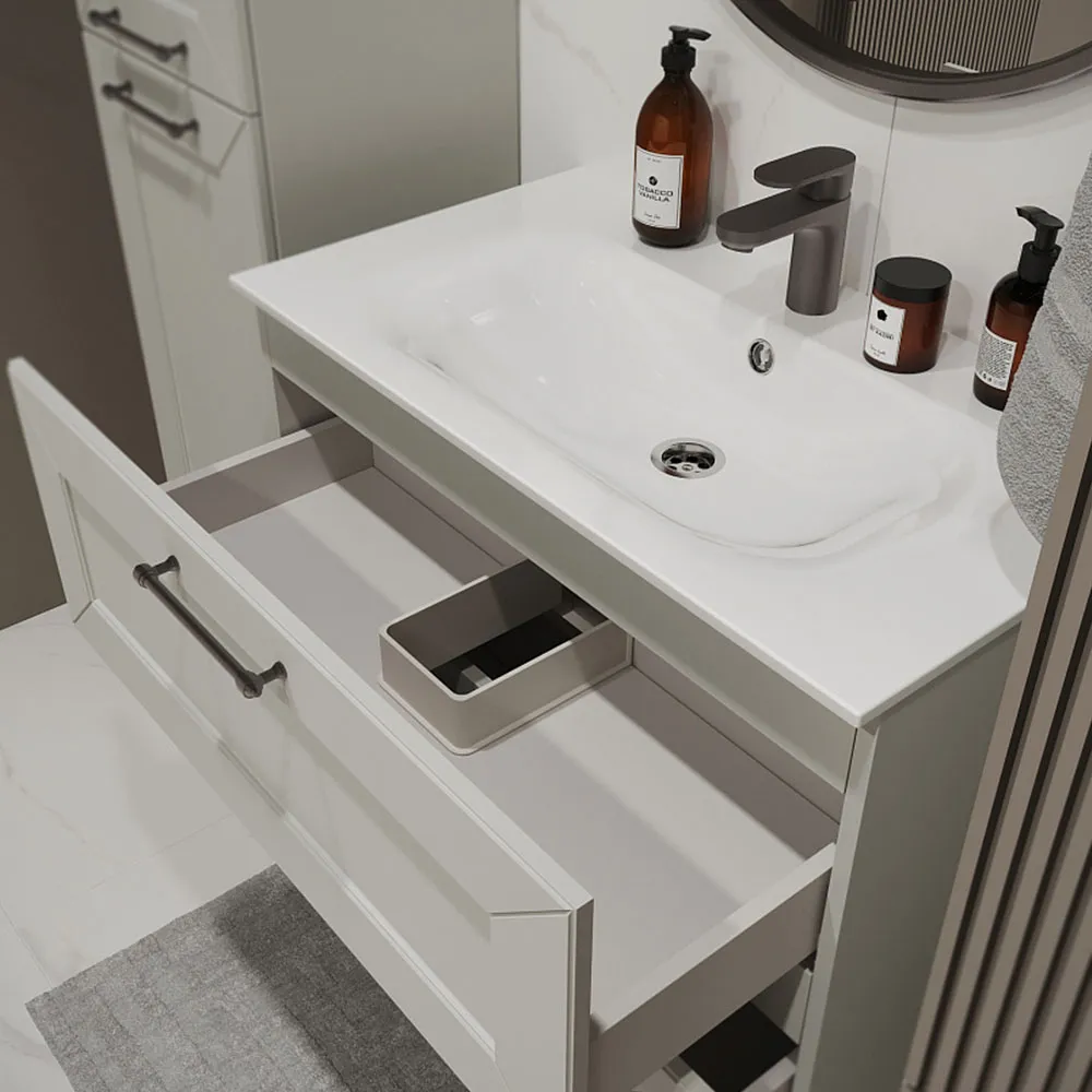 Тумба с раковиной подвесная (80см) Terminus Victoria VIC10802900301O, белый